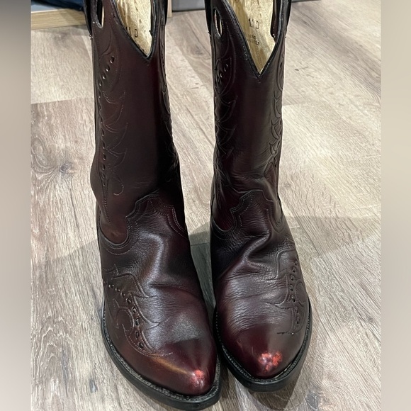 Men’s 11D Durango Black Cherry 11” Leather Stitch Cowboy Boots Great Condition - Picture 6 of 9